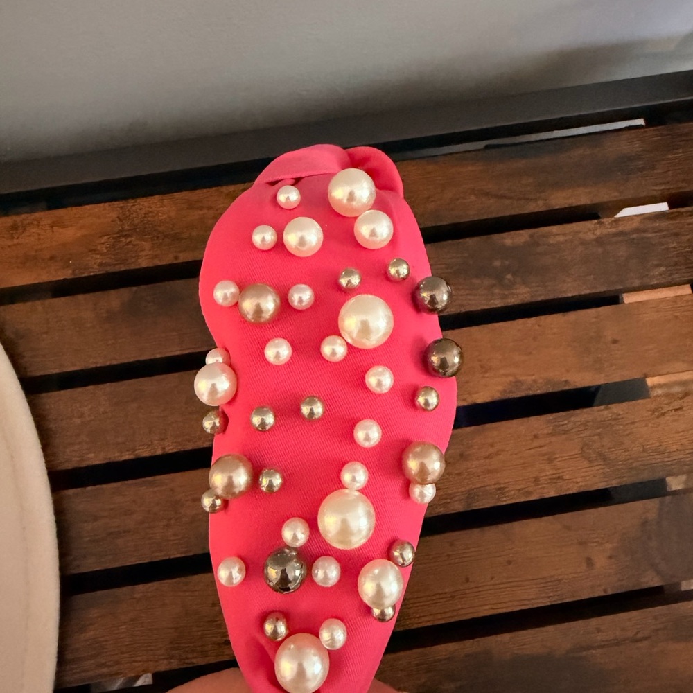 Pearl-Embellished Hot Pink Headband